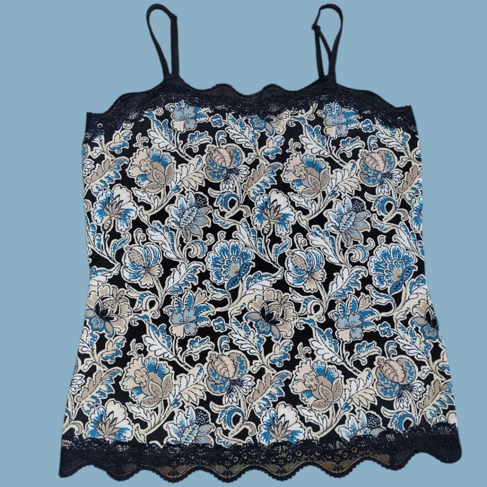 Ann Taylor Lace Trim Camisole, Cami, Large, Floral, EUC, Like New